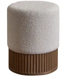 BOIS DESSUS BOIS DESSOUS TANE  Pouf en mindi massif et tissu bouclette 38 cm Berah GetahVendu parnature-et-decouvertes