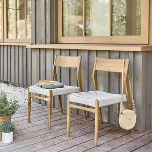 BOIS DESSUS BOIS DESSOUS Berah Getah - Chaise de jardin en teck massif et cordage beige (lot de 2) pas cher