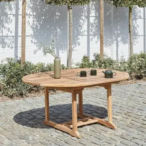 BOIS DESSUS BOIS DESSOUS MIDLAND  Table de jardin en teck massif extensible ovale 6/8 places Berah Getah pas cher