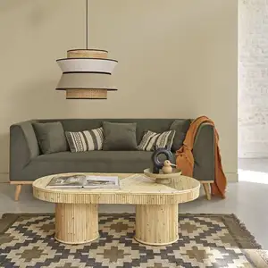 BOIS DESSUS BOIS DESSOUS ALMA  Table basse en canne de rotin ovale Berah Getah pas cher