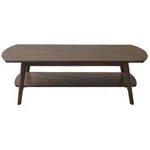 BOIS DESSUS BOIS DESSOUS Table basse en mindi massif finition noyer double plateau 130 cm pas cher