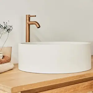 BOIS DESSUS BOIS DESSOUS Vasque tambour en béton beige 37 cm pas cher