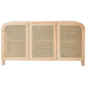 BOIS DESSUS BOIS DESSOUS MAËL  Buffet en mindi massif et cannage 150 cm Berah Getah pas cher