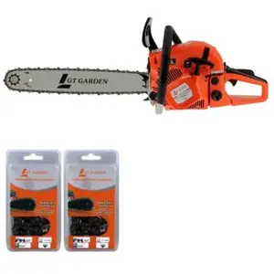 Comparateur de prix : GT GARDEN Tronçonneuse thermique 62 cm3, 3.5 CV, guide 50 cm, 2 chaînes