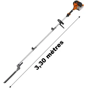 Comparateur de prix : GT GARDEN Taille-haies thermique sur perche, 52 cm3, 3 CV, longueur 3.30 mètres
