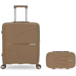 Obago - Valise Rigide Taille Moyenne et Grand Vanity Vela Taupe OS pas cher