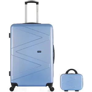 Wave Paris - Lot Valise grand format et Vanity Amazone bleu doré OS pas cher
