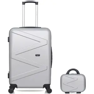 Wave Paris - Lot Valise weekend et Vanity Amazone grises OS pas cher
