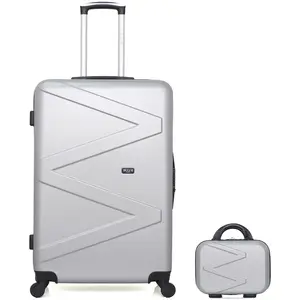 Wave Paris - Lot Valise grand format et Vanity Amazone grises OS pas cher