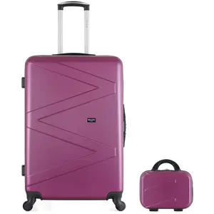 Wave Paris - Lot Valise grand format et Vanity Amazone prunes OS pas cher