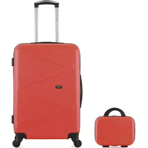 Wave Paris - Lot Valise weekend et Vanity Amazone corail OS pas cher