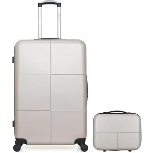 Hero - Lot Valise grand format et Vanity Coronado beiges OS pas cher