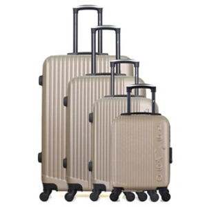 Set de 4 valises - GENTLEMAN FARMER - LIAM-M - 4 roues - Beige pas cher