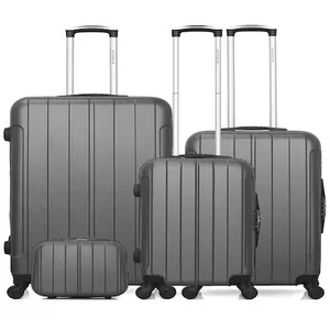 bluestar - set de 4 valises napoli-c 75 cm 4 roues - gris fonce pas cher