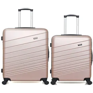 WAVE PARIS Lot de 2 - Valises grand format et weekend TIGRE - rose