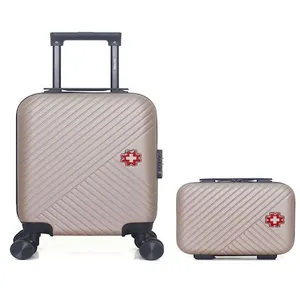 SWISS KOPPER  -  Lot de 2  -  Valise cabine XXS et vanity SPIEZ - ROSE