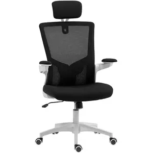 HOMCOM Chaise bureau ergonomique, fauteuil de bureau, accoudoirs relevables, soutien lombaire, appui-tête, 60x63x120cm, noir pas cher
