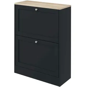 HOMCOM Meuble à Chaussures 12 Paires, Meuble d'Entrée avec 2 Tiroirs Rabattables et Étagères Réglables, 60 x 23,5 x 80cm, Noir pas cher