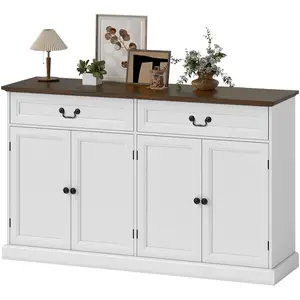 HOMCOM Buffet salon, meuble de rangement avec 4 portes, 2 tiroirs sile... pas cher