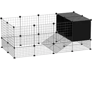 PawHut Enclos pour petits animaux, cage à lapin modulable 31 panneaux ... pas cher