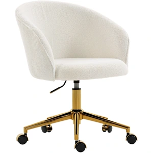 HOMCOM Chaise de bureau, fauteuil de bureau ergonomique réglable en hauteur, siège pivotante, piètement en acier, crème pas cher