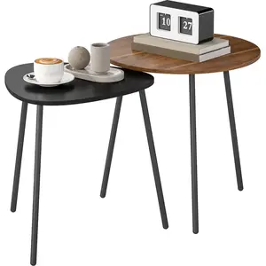 HOMCOM Lot de 2 tables basses gigognes, tables d'appoint contemporain ... pas cher