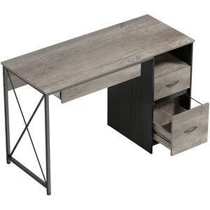 HOMCOM Bureau d'ordinateur, 120×50cm, bureau avec rangement, plateau clavier, compartiment ouvert et 2 tiroirs, gris pas cher