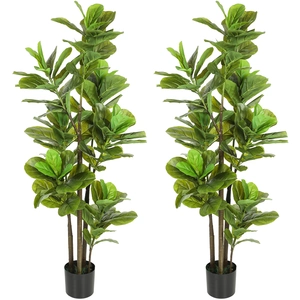 HOMCOM Lot de 2 plantes artificielles intérieures 150 cm, fausse plant... pas cher