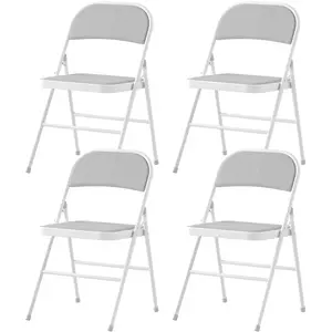 HOMCOM Lot de 4 chaises pliantes chaises de salle à manger portables cadre en acier 45 x 46 x 78 cm blanc pas cher