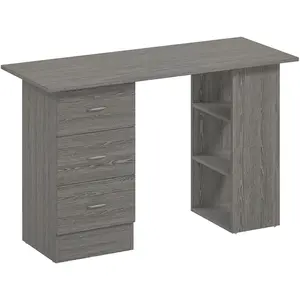 HOMCOM Bureau d'ordinateur réversible, table informatique avec 3 tiroirs et 3 étagères ouvertes, 120 x 49 x 72 cm, gris pas cher