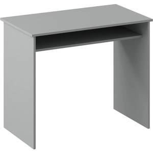 HOMCOM Bureau informatique sobre épuré compact avec 1 étagère, panneaux de particules, dim. 90l x 50P x 74H cm, gris pas cher
