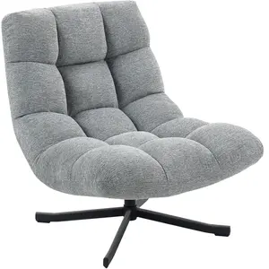 HOMCOM Fauteuil salon sans accoudoirs, chaise pivotante en tissu cheni... pas cher
