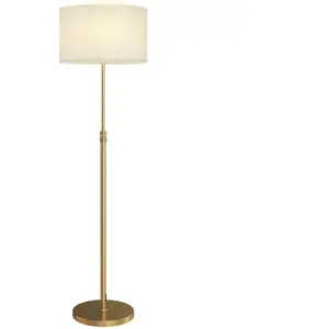 HOMCOM Lampadaire sur pied salon, lampe sur pied dimmable avec télécommande, abat-jour en lin, hauteur réglable 133-168cm, doré pas cher