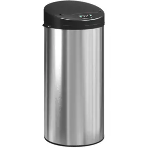 HOMCOM Poubelle de cuisine automatique 30 L en acier inoxydable, couvercle à fermeture en douceur, 32 x 30 x 68 cm, argent pas cher