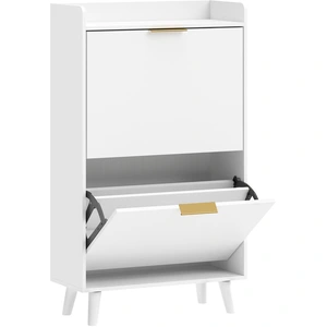 HOMCOM Meuble à chaussures 12 paires, armoire à chaussures étroite avec 2 tiroirs rabattables, étagères réglables, blanc pas cher
