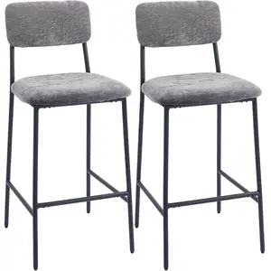 HOMCOM Lot de 2 tabourets de bar en tissu chenille, chaises de bar rem... pas cher