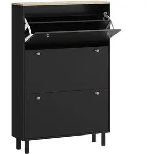 HOMCOM Meuble à Chaussures 24 Paires, Armoire à Chaussures Étroite avec 3 Tiroirs Rabattables, Étagères Réglables, Noir pas cher
