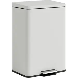 HOMCOM Poubelle de Cuisine 20 L en Métal, Poubelle avec Pédale, Couvercle à Fermeture Douce, Crème pas cher