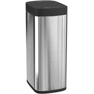 HOMCOM Poubelle de cuisine automatique 50L, poubelle à capteur de mouvement, fonctionne sur piles, 26,5x35,5x68cm, argent pas cher