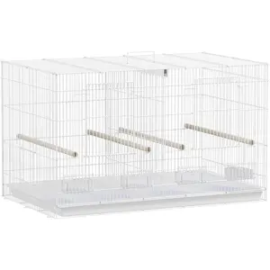 PawHut Cage à Oiseaux Volière Intérieur Acier avec Séparateur, 4 Perch... pas cher