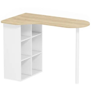 HOMCOM Bureau irrégulier table d'ordinateur 100 x 59 cm avec 6 compartiments, 4 étagères réglables et cadre en acier, chêne pas cher