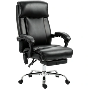 HOMCOM Fauteuil de Bureau Massant Vibrant et Chauffant, Chaise Bureau Ergonomique en PU avec Hauteur Réglable, Noir pas cher