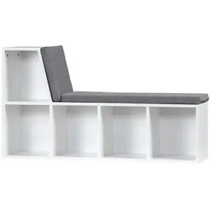 Comparateur de prix : HOMCOM Bibliothèque banc 2 en 1 design contemporain 5 casiers 2 coussi...