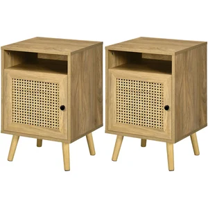 HOMCOM Lot de 2 tables de chevet table de nuit avec placard porte cann... pas cher