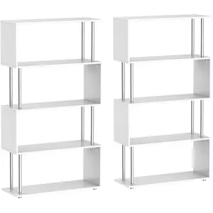 HOMCOM Lot de 2 bibliothèques étagère Design Contemporain en S 4 Nivea... pas cher