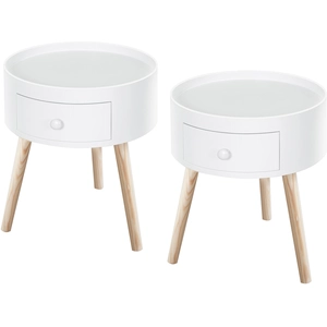 HOMCOM Lot de 2 tables basses - table de chevet - table de nuit ronde ... pas cher