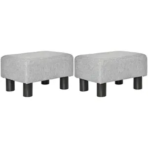 HOMCOM Lot de 2 poufs repose-pied tabouret bas en tissu de lin capacit...