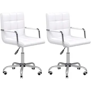 HOMCOM Lot de 2 chaises de bureau fauteuil manager pivotant hauteur ré... pas cher