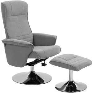 HOMCOM Fauteuil relax inclinable 135° pivotant 360° avec repose-pieds ...