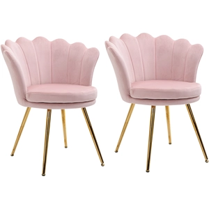 HOMCOM Lot de 2 fauteuil coquillage Fauteuil rose Fauteuil de salon Ch...